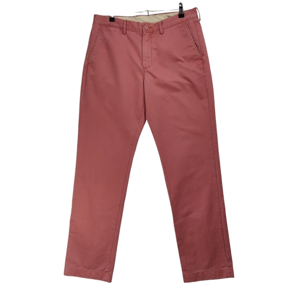 J Crew Broken In Chino Pants Mens 33 x 32 Salmon Faded Red Urban Slim Cotton - Picture 13 of 13